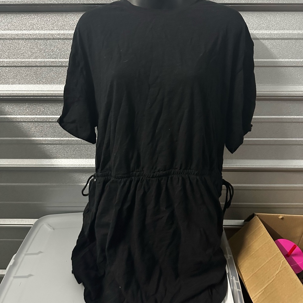 Black Casual Drawstring Dress